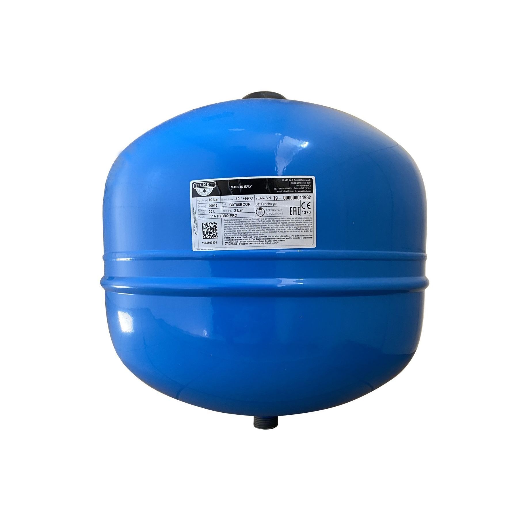 Гідроакумулятор з фіксованою мембраною 35л Zilmet HYDRO-pro 10bar ( 11A0003500 )