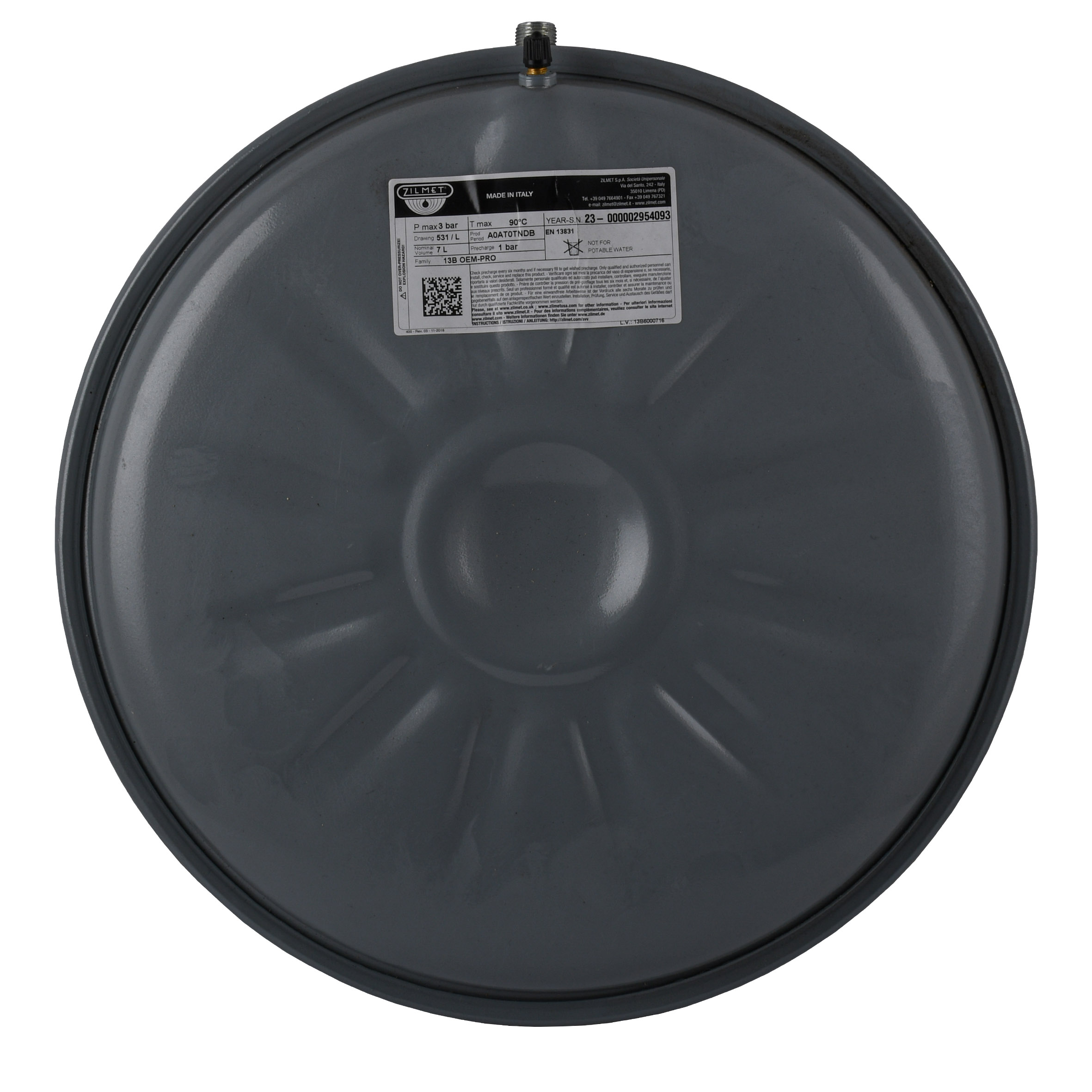 Бак Zilmet oem-pro для монтажу в котли плоский Арт. 531 7л. 3bar рифлений ( 13B6000716 )
