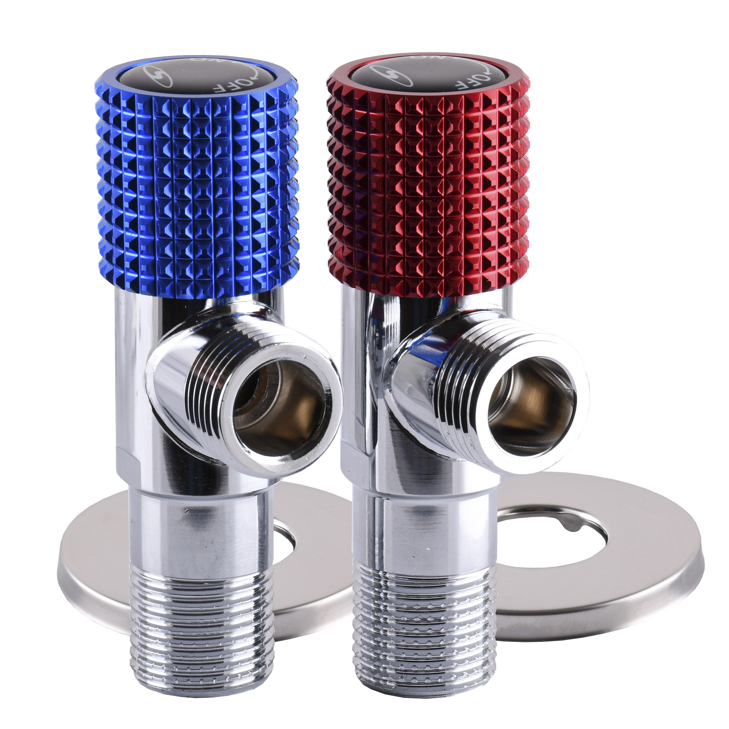 !!Набір кранів кутових кераміка SOLOMON EXCLUSIVE 1/2″X1/2″ 9889 RED/BLUE (1уп.)