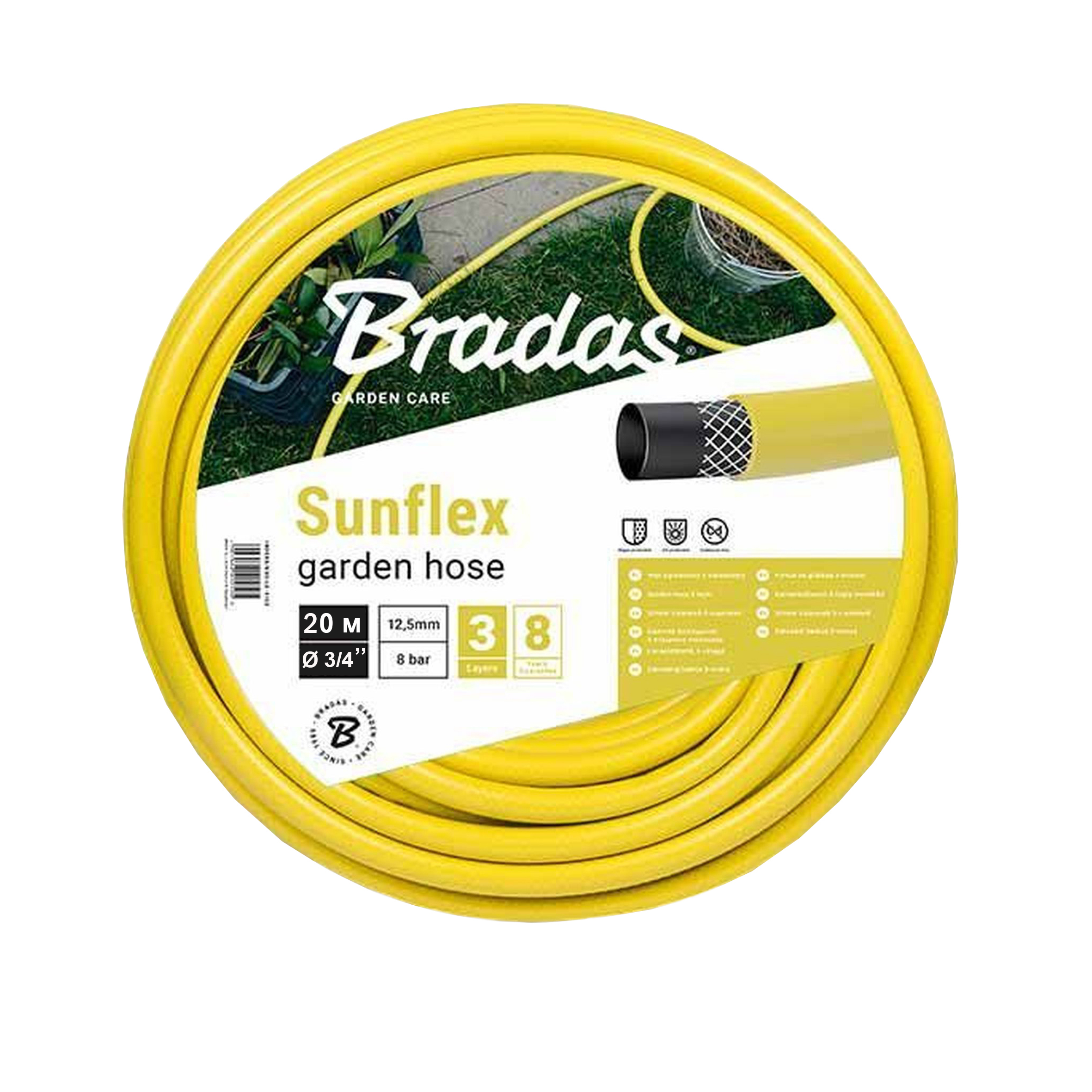 Шланг для поливу SUNFLEX 3/4″ - 20м Bradas Польща жовтий WMS3/420