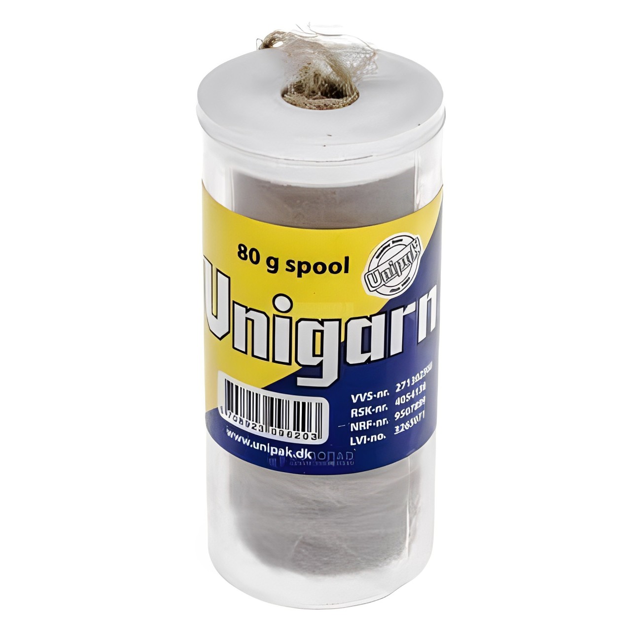 Пакля, льон сантехнічний Unigarn 80g UNIPAK (катушка в тубусі)