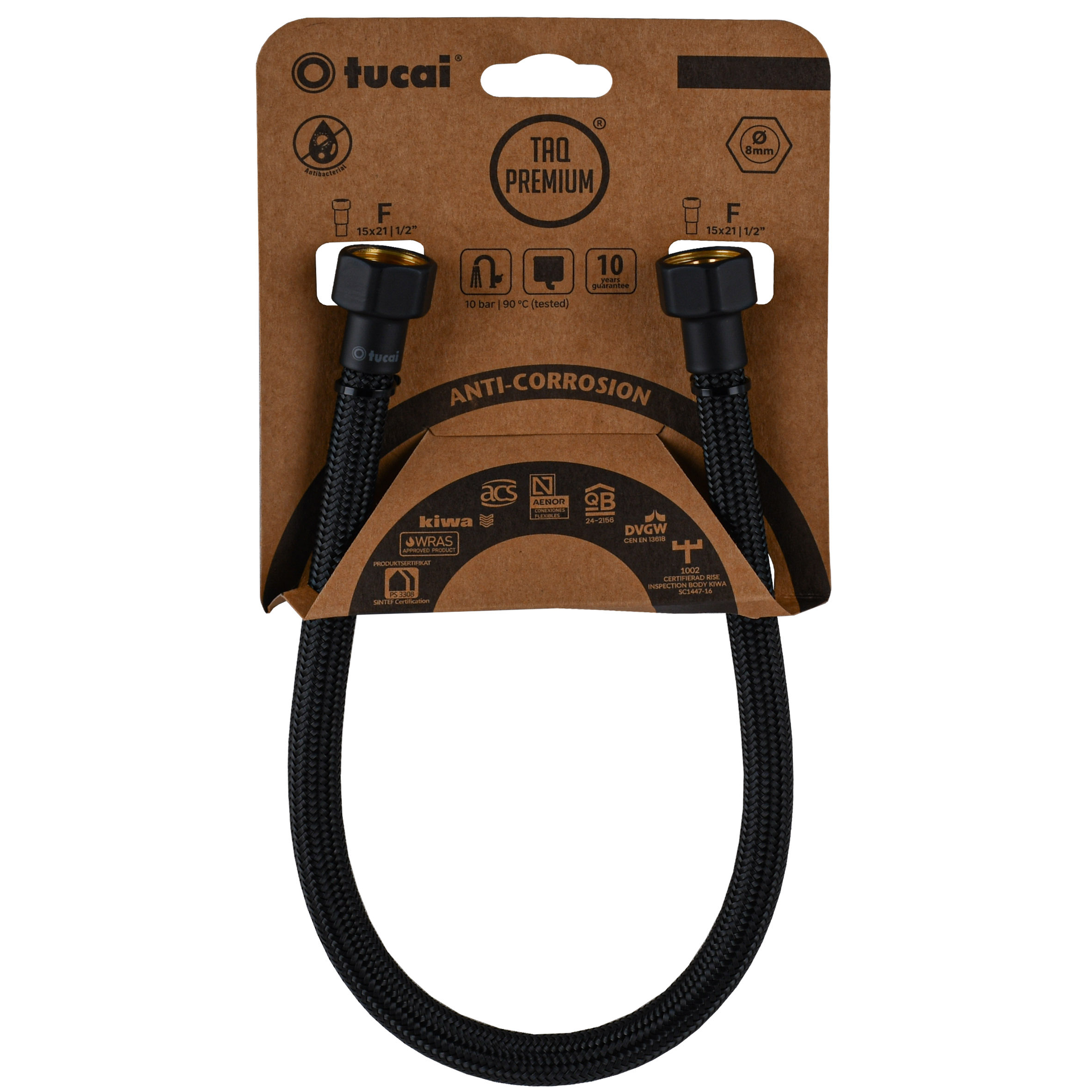Шланг водяний TUCAI TAQ PREMIUM GRIF 1/2″x1/2″ BВ 0,3м.АНТИКОР. ACB HG-1212-300 (Чорний Мат) 209968