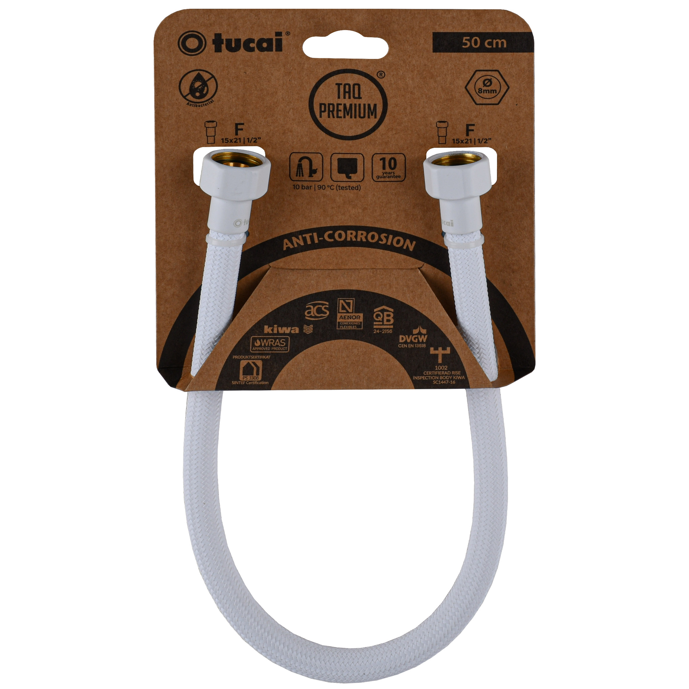 Шланг водяний TUCAI TAQ PREMIUM GRIF 1/2″x1/2″ BВ 0,5м.АНТИКОР. ACB HG-1212-500 (Білий Мат) 209973