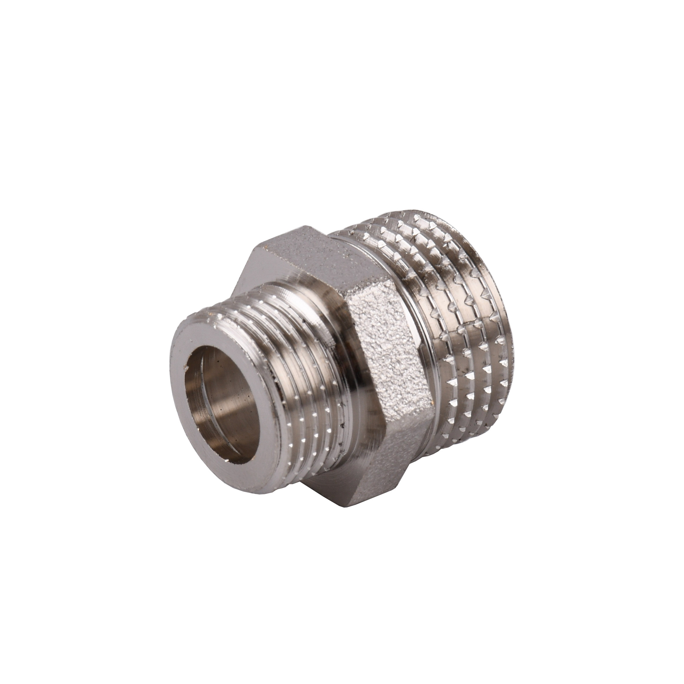 Ніпель редукційний 1/2″х3/8″ЗЗ нікельований під прокладку NN322G OPTIMUM