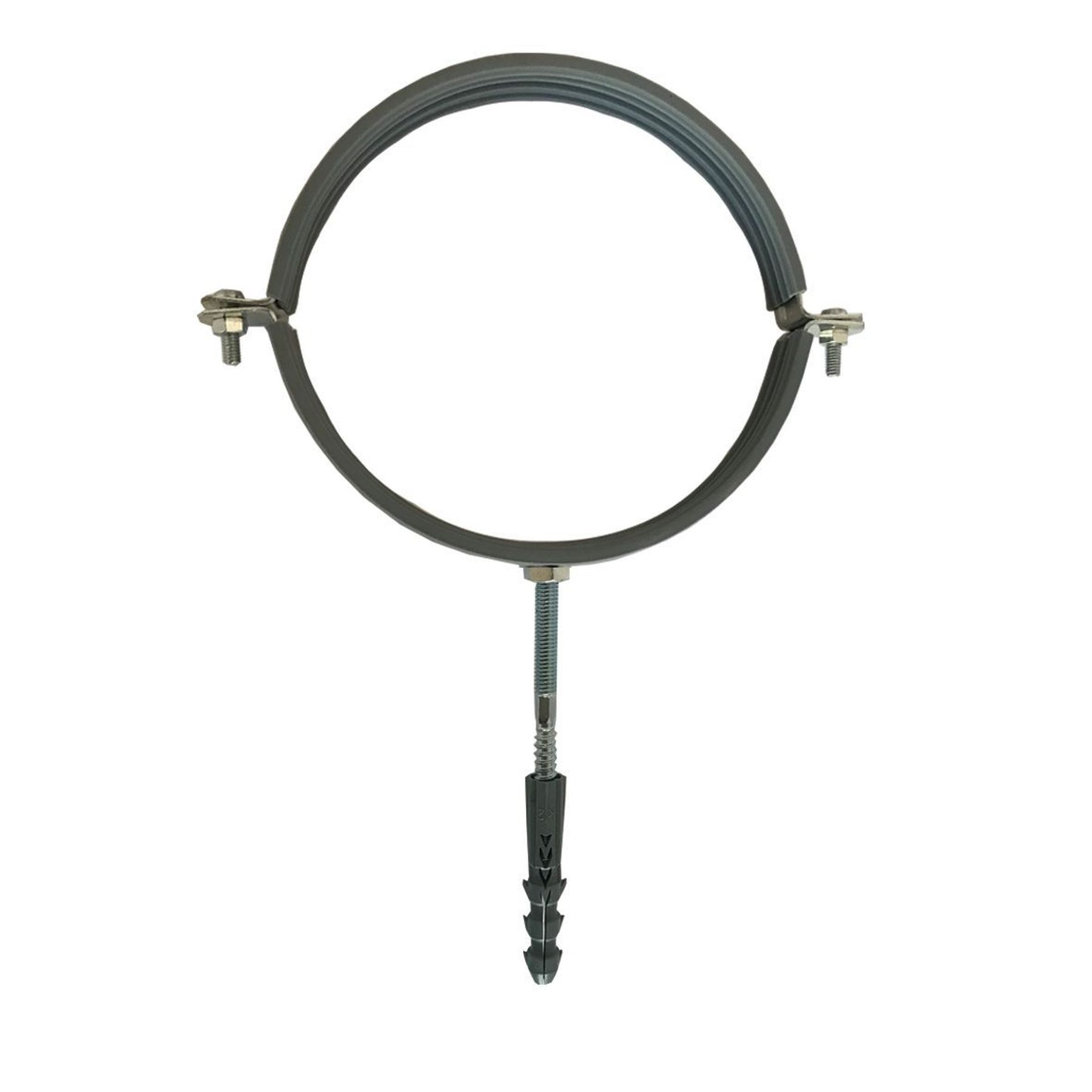 Хомут в зборi CR 3 1/2″ (98-105мм) з гвинтом-шурупом 8*100 та дюбелем в уп., сірий
