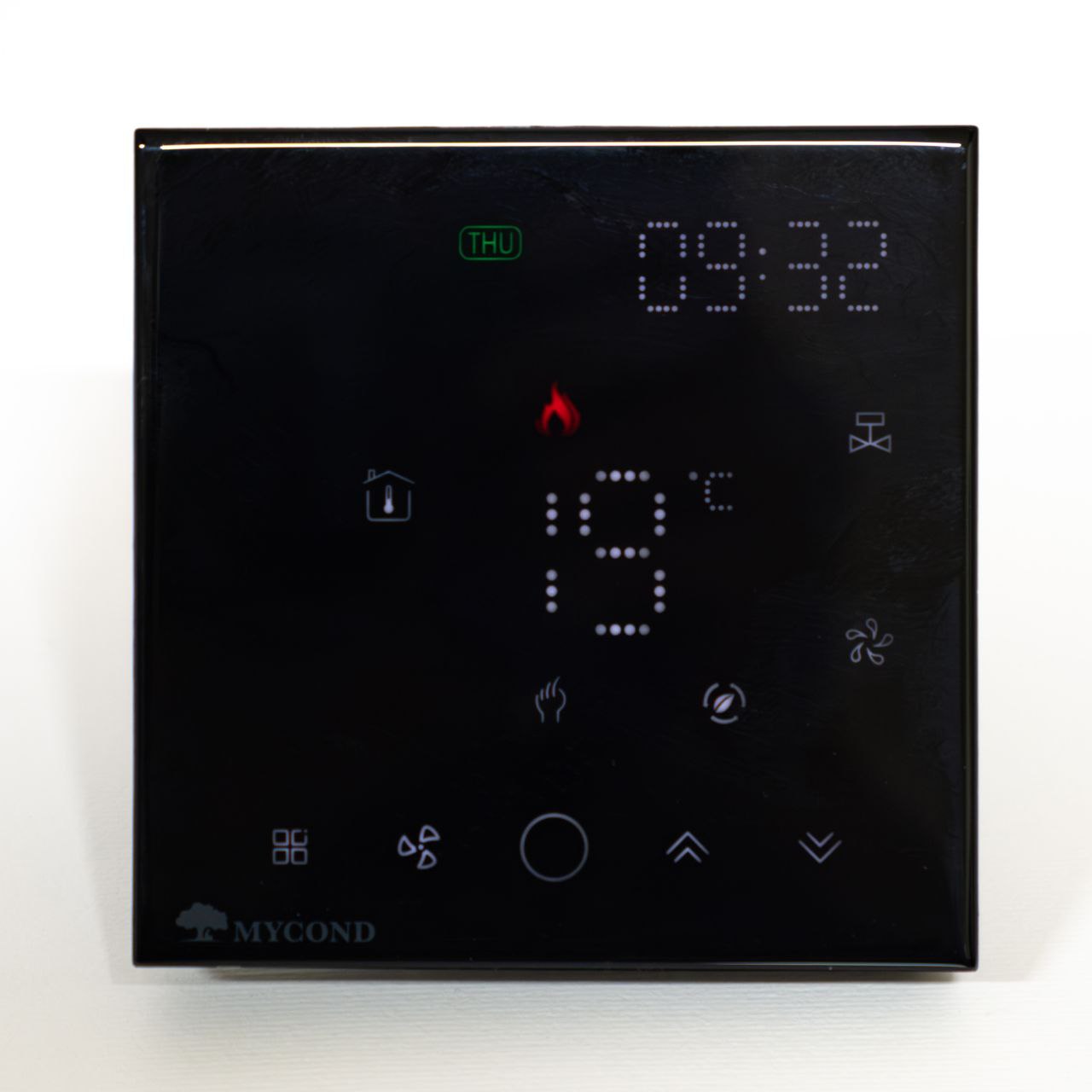 Термостат квадратний сенсорний чорний LED 1 канал AC220V Wi-Fi /MC-FB-B-WF MYCOND/