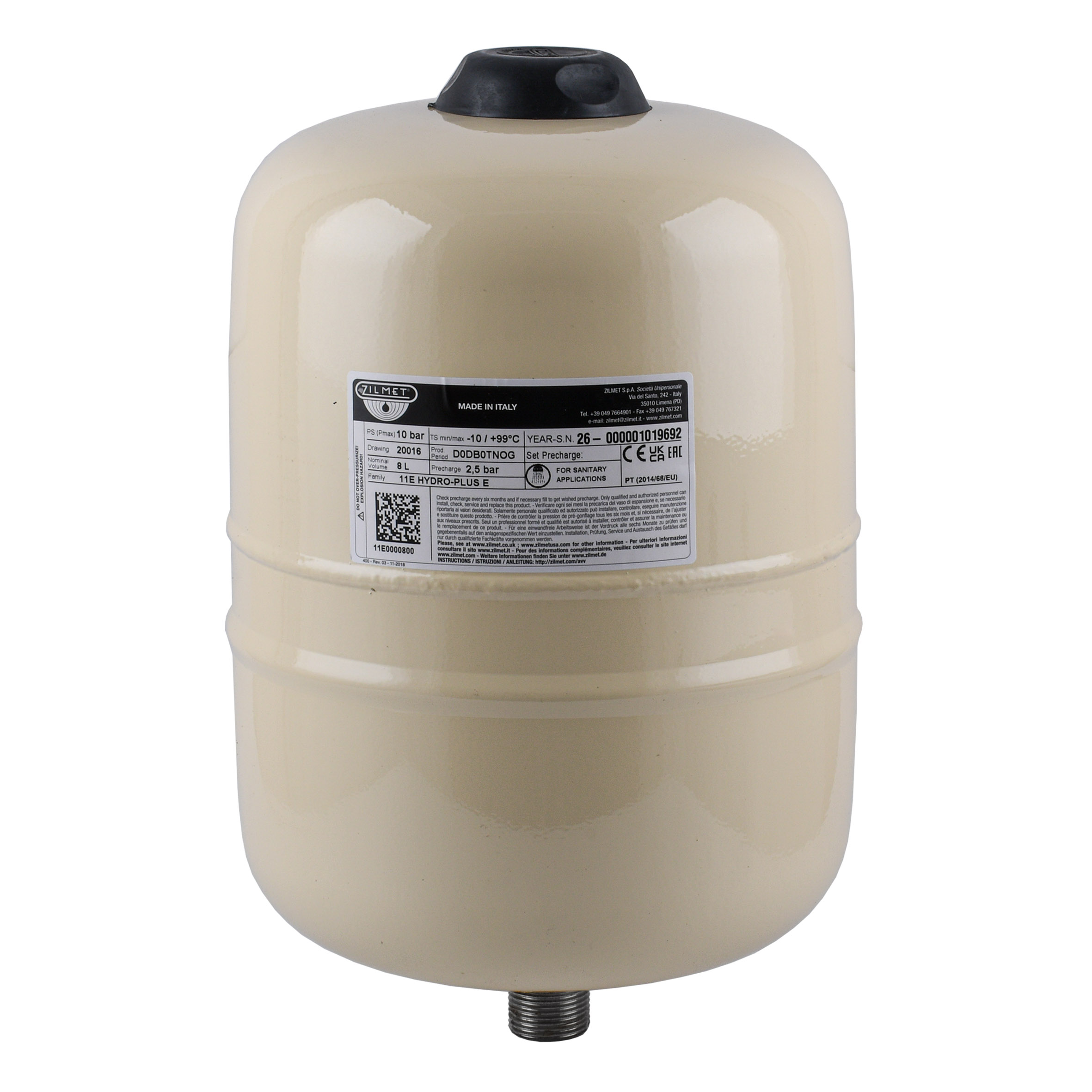 Гідроакумулятор з фіксованою мембраною HYDRO-PLUS E 8L (11E0000800)