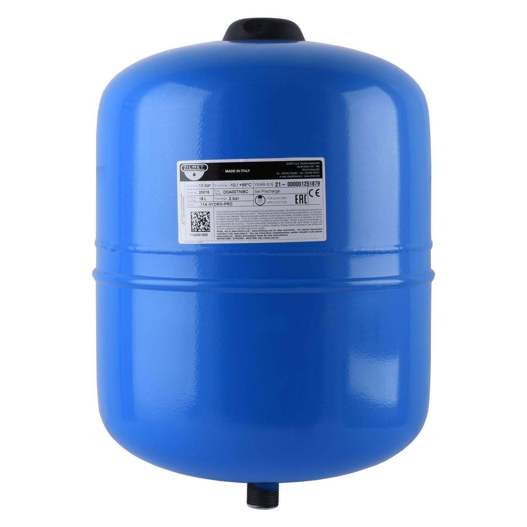 Гідроакумулятор з фіксованою мембраною 18л Zilmet HYDRO-pro 10bar ( 11A0001800 )