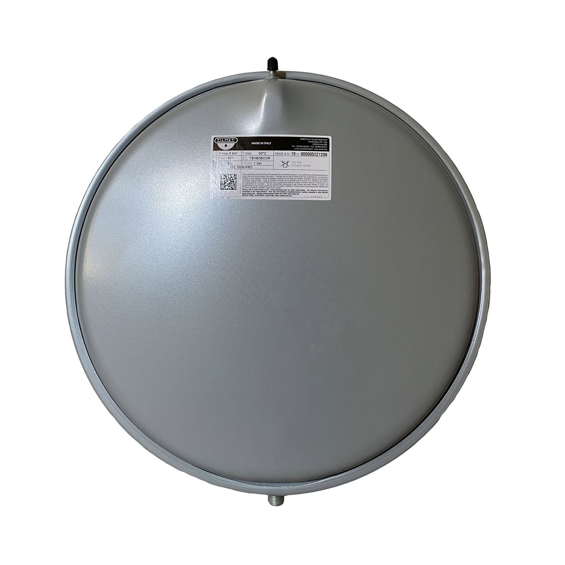 Бак Zilmet oem-pro для монтажу в котли плоский Арт. 521 6л 3bar D. 392 СІРИЙ 3/8″ ( 13C0000603 )
